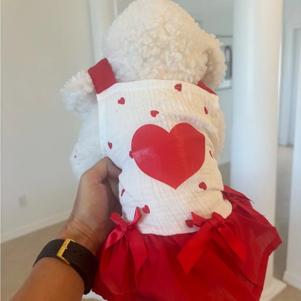 Red and White Heart Dog Dress